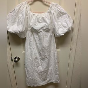 Lulus White off the Shoulder Puff Sleeve Midi Dress